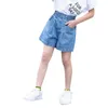 Moda Çocuklar Kız Kısa Kot Pantolon Kore Çocuk Denim S Büyük Kız Giysileri Yaz Gevşek Pantolon Genç 4-13Y 210723