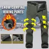 Men Winter Fleece Warm Pants Male Outdoor Snow Camping Hiking Work Pants Windproof Snowboard Ski Waterproof Breathable Trousers 211201