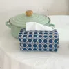 Boîtes à mouchoirs Serviettes Boîte de broderie japonaise Tissu Denim Lumière Luxe Pompage Maison Salon Salle à manger Décorations Panier de rangement