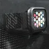 Per Apple Watch Series 7 6 5 4 Cover protettiva per cinturino con cinturino a maglie magnetiche in vera fibra di carbonio