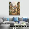 Modern Art Italian Landscapes Village Court Oil Painting Canvas High Quality Hand Painted Beautiful Coastal Artwork Christmas Gift2783