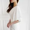 Vestido de fiesta elegante de verano blanco pequeño vestido de encaje sexy de cintura alta manga de mariposa hasta la mitad de la pantorrilla vestido de mujer de oficina 210325