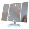 Kompaktowe lusterka 3 Kolory LED Makijaż Lustro Light Vanity Ekran dotykowy Elastyczne Powiększenie Kosmetyczne USB Usb