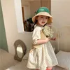 Lato Cute Baby Girls Floral Sleeve Puff Sukienki Koreański Styl 2021 Dzieci Cute Sukienka średniej długości Q0716