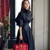 Spring Windbreaker Women Single-Breasted Loose A-line Trench Coat Elegant Chic Sashes Outerwear Bussiness Long Trench 210514