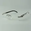 Lunettes de créateur bouquet de diamants Frames 3524012 avec branches en corne de buffle naturelle mixte pour unisexe