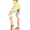 Pantalon tie-dye pour dames Mode européenne et américaine Slim hip up encre tie dye jacquard pantalon de sport décontracté BiggOrange Q0801