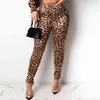 Sexy PU Skórzane Spodnie Elastyczne Wysokiej Talii Hip Push Up Black Sexy Kobiece Legginsy Jegging Casual Skinny Ołówek Spodnie Leopard 211204