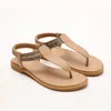 Bohemian Beach Resort Style Women's Flat Sandals Enkla Clip-Toe Sandaler för sommar Mjuka och bekväma läderflip-flops