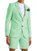 Costume d'été décontracté bleu clair pour homme, pantalon court, 2 pièces, smoking, robe de mariée, costume de mariage (blazer + pantalon) X0909