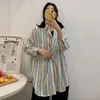 Blusa Mujeres elegante manga larga solapa camisas para mujer de impresión a rayas diseño blusas de mujer