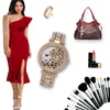 Missfox Fashion Bling Casual Ladies Female Quartz Gold Watch Crystal Diamond Leopard for Women Clock 2012166032749