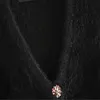 Za faux меховой вязать кардиган женщин с длинным рукавом v шеи драгоценностей черный свитер женское модное оружие вязаные вершины 210602