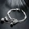 wholale , Charms beads Chain Beautiful bracelet sier color fashion for women Wedding nice bracelet jewelry JSHh236