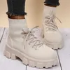 2021 Inverno Outono Novo Preto Plataforma de Lace-Up Meias Botas Casuais de Solicitação de Martin Goth Chunky Shoes Botas de Mujer Botte Y1018