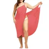 5xL女性のセクシーなビーチVネックスリングドレス夏タオルの背中のスイムな水着カバーアップラップローブ女性熱帯ドレスプラスサイズ