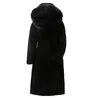 Jaqueta de pele sintética de inverno preto com capuz parkas casaco grosso feminino quente casaco longo plus size 5XL à prova de vento neve casacos feminino 211220