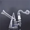 Mini Triangle Glass Bong with 14mm male glass oil burner pipe Thick Pyrex Beaker Bongs Recycler Dab Rigs with banger nail 1pcs