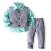 Kids Clothing Sets Gentleman Baby Boy Clothes Blue Shirt Bow Tie Vest trousers 3pcs Newborn Boy Set Infant Clothing