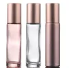 Bouteilles à roulettes en verre Rose de 10ml, 1000 pièces, pour huiles essentielles, avec boule à roulettes en pierres précieuses en cristal et capuchon en or Rose SN3055