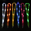 Luminous sling LED Light Up Lanyard Key Chain ID Keys Holder 3 Modes Flashing Hanging Rope 7 Colors 100pcs