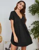 Women's Summer Sleepwear Short Sleeve Lingerie Sleep Dress Sexy Home Clothes Nightie Nightgown Nightwear Robe Nighty Nightdress 210924