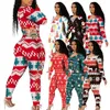 Overalls Für Frauen Weihnachten Gedruckt Strampler Mode Langarm Aushöhlen Bandage Body Pyjama Sets Clubwear Plus Größe 5XL