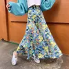 Korobov Été Coréen Vintage Taille Haute Jupes Bureau Lady Mode Streetwear Faldas Mujer Fleur Imprimer Boho Femme Jupe 210430