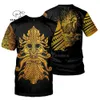 Mode Hommes Sweats à capuche 3D Imprimé Viking Tattoo T-shirt T-shirts à manches courtes Vêtements Unisexe Norse Cosplay Streetwear-2 210629