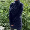 Szary duży sweter turtleneck DRWOMEN Ciepłe jesień i zima ubrania dzianiny 5xl plus size sweter swetry mujer 2020 x0721