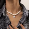 Collana da donna di perle barocche Catene di perline da tennis gotiche da sposa Catene di gioielli con collo estetico Girocollo Pedanti