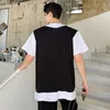 IEFB Korean Trend Short Sleeve Men's T-shirt Contrast Color Patchwork Fake Two Pieces Casual Round Collar T-shirt Summer 9Y7380 210524