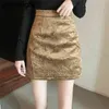Sexig mocka kvinnor mini kort kjol höst vinter mode kontor dam klubb kjolar hög midja a-line faldas vintage 210601