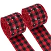 Christmas Wired Ribbons Red Black Buffalo Plaid Snowflake for Xmas DIY Wrapping Wedding Floral Bow Craft PHJK2111