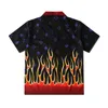남자 의류 패션 빈티지 불꽃 인쇄 Maglia 반소매 셔츠 여름 캐주얼 하와이 해변 바이킹 남자 셔츠 210721