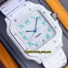 2022 TWF WW0013 PAVED DIAMONDS ETA A2824 Automatisk herrklocka helt isad Diamond Blue Arabic Dial 316L Rostfritt stål Armele264R