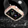 Capa de relógio de diamante capa de cristal de bling de luxo para maçã iwatch série 8 7 6 5 4 3 2 1 49mm 45mm 41mm 44mm 42mm 38mm de cor de cor da linha dupla banda misturada