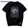 GONTHWID Vintage Malerei Gedruckt T Shirts Männer Sommer Hip Hop Casual Kurzarm Tops Tees Mode Swag T-shirts Streetwear 210329