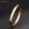 Yunkingdom 4 Färger Cool Gold Vitguld Rostfritt Stål Armband Bangles För Män Kvinnor Armband Stor 4mm / 6mm / 8mm Q0719