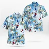 Mäns Casual Shirts Ski älskare 3d Konst Printd Sommar Fashion Beach Shirt Andningsbar Hawaiian Streetwear Short-Sleeved Stor 5XL Top
