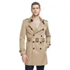 Men039S Trench Coats Business Casual Middlth Windbreaker Khaki Youth Slim Autumn and Winter Jaqueta Masculina Black Will229123374