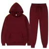 Men's Tracksuits 2021 Winter Hoodie Sets Men Fashion Fleece Red Hoodies Black Brand Pants Casual Jogger Suit Tracksuit Sweatshirt Woman Pull