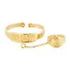 Позолоченный браслет-манжета и кольцо из 24-каратного золота, модный браслет с резной буквой My Baby для ребенка92102654641264