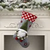 Jul Oornament Socks Strumpor Decor Trees Party Decorations Santa Design Stocking 3Colors HH21-778