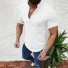 Männer solide Farbe Hemd Baumwolle Leinen Harajuku 2021 Streetwear Kurzarm Button Up Camisa Casual Mode Bluse Pullover Herrenhemden