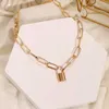 Fnio Punk Layered Chain Necklace Neck Chains for Women Vintage Exaggerated Golden Goth Hoop Metal 2021 Clavicle Jewelry