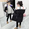 2021 Mode Enfants Vêtements d'hiver Fille Veste chaude col de fourrure à capuche longs manteaux de coton pour enfants vêtements d'extérieur parka vêtements H0909