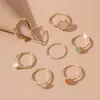 Fashion Resin Custer Rings 8pcs/set For Women Pink Blue Gold Silver Plated Alloy Finger Ring Jewelry Party Accessories