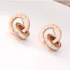 Crystal Diamond Stud Earrings Rose Gold Fashion Titanium Steel Double Wound Roman Numerals Studs Earring Women Gift Jewelry Never 3414638