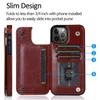 Étuis de téléphone en cuir PU de luxe pour iPhone 13 12 11 Pro Max étui portefeuille XR Xs SE sac de carte de béquille arrière portable rétro couleur pure housse de protection contre les chutes